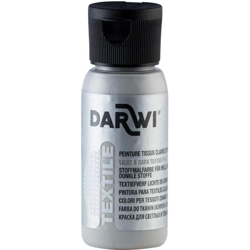 DARWI Flacon de 50 ml de Peinture Textile Opaque - Gris clair