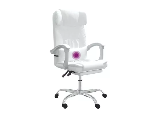 Fauteuil de massage inclinable de bureau Blanc Similicuir
