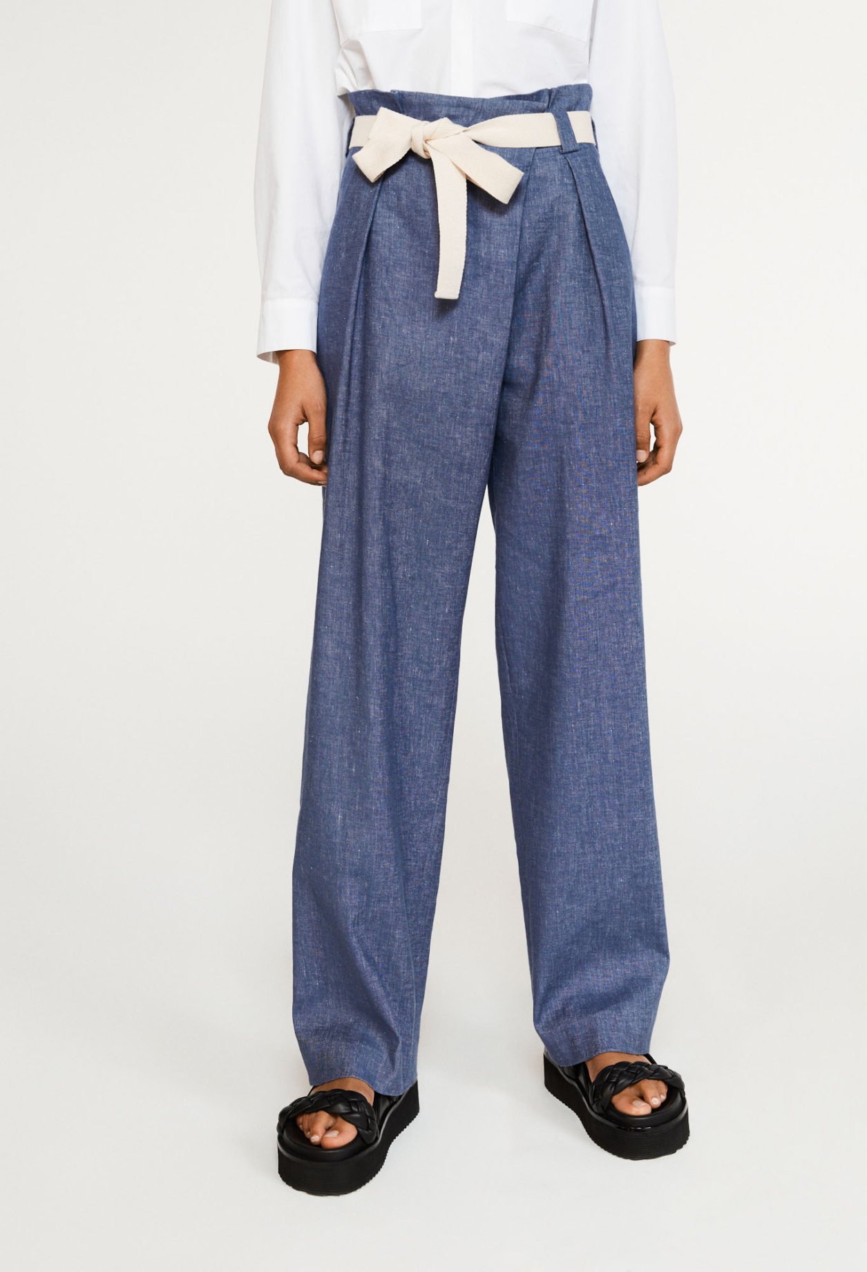 Pantalon paperbag taille haute