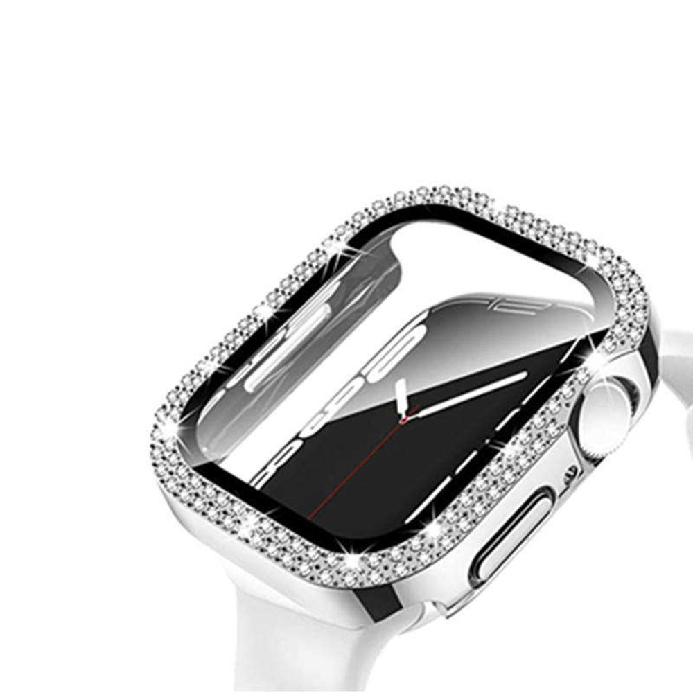Apple Watch (41mm) Galvanisierte Glitzer Strass Bumper Hülle - Silber