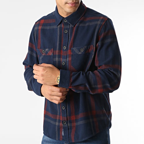 Chemise Manches Longues A Carreaux 20714963 Bleu Marine Bordeaux