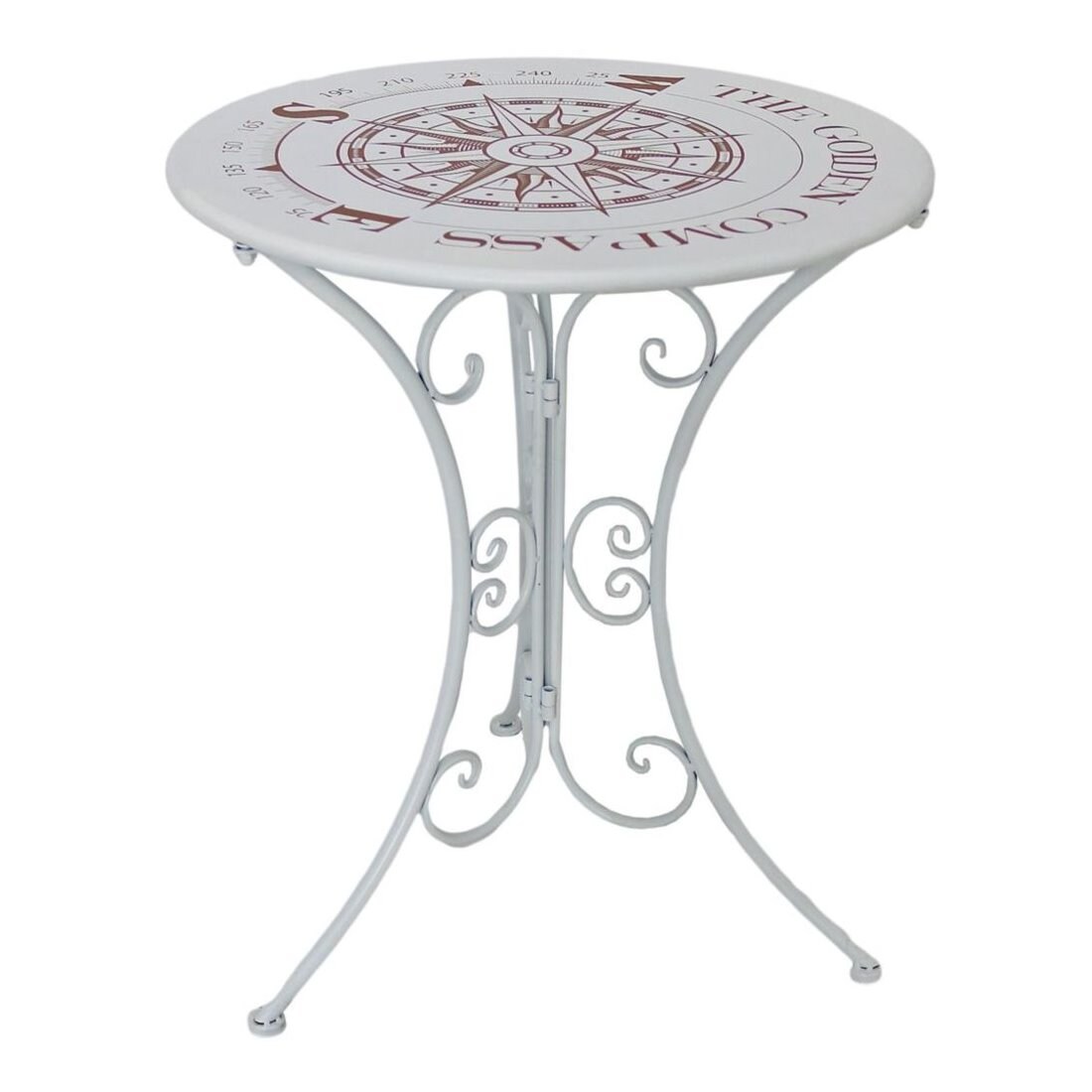 Landhaus Balkon Tisch rund 60cm Bistrotisch Shabby Look Garten Terrasse Metall