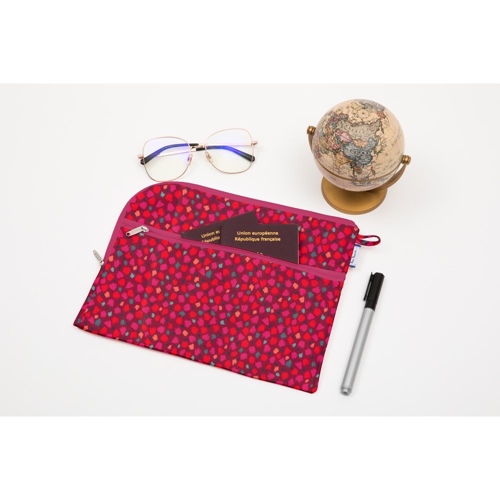 Protège Documents A5 Pompons Cerise