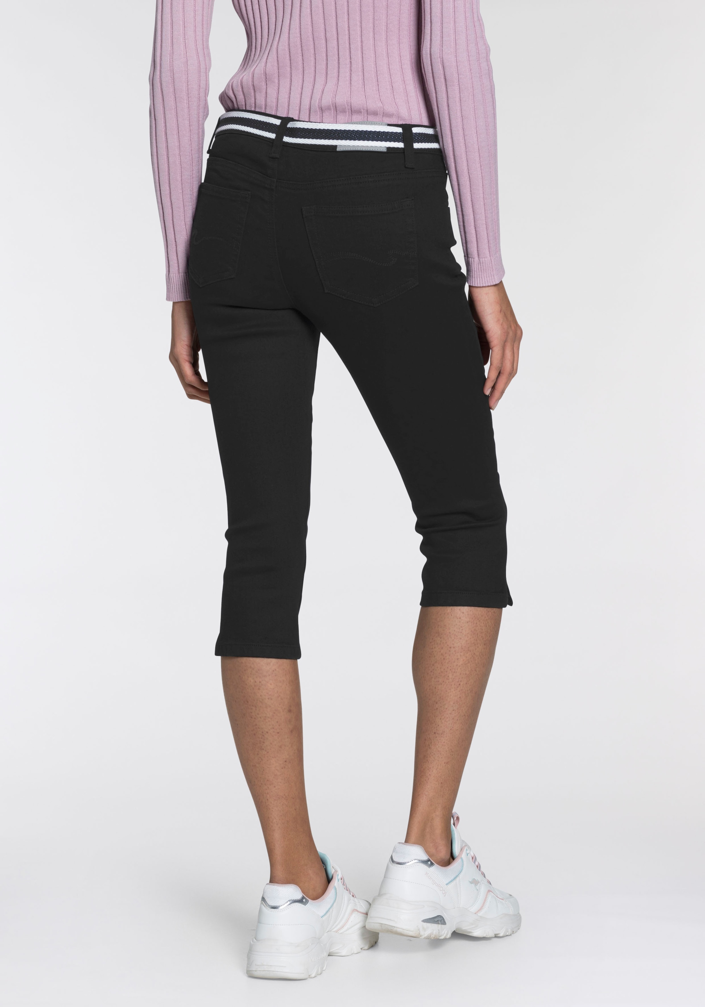 KangaROOS Caprijeans »CAPRI-JEANS mit Gürtel«, mit abnehmbarem Gürteler Set, Skinny Fit,  mit Schlitz,  normale Leibhöhe