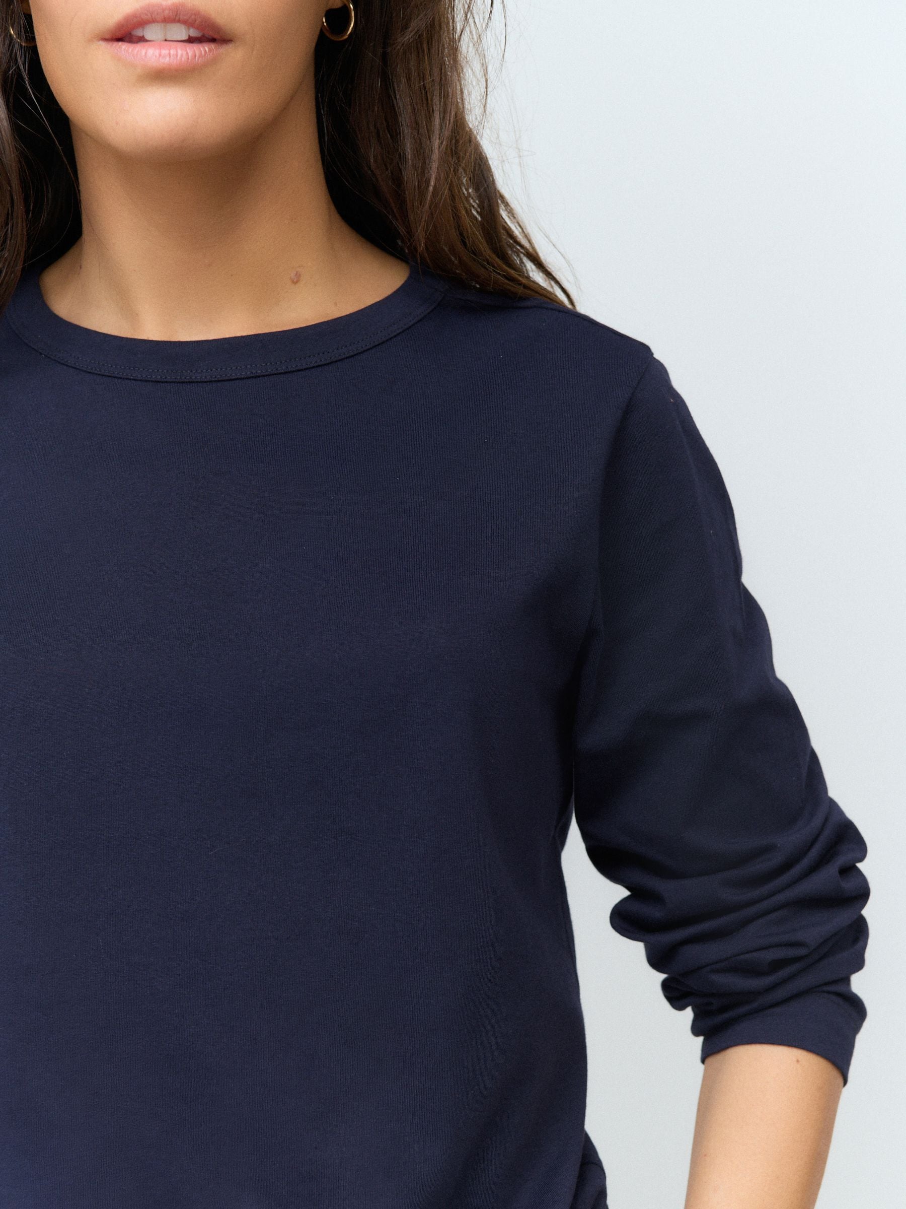 Donkerblauw - 100% katoenen T-shirt met lange mouwen