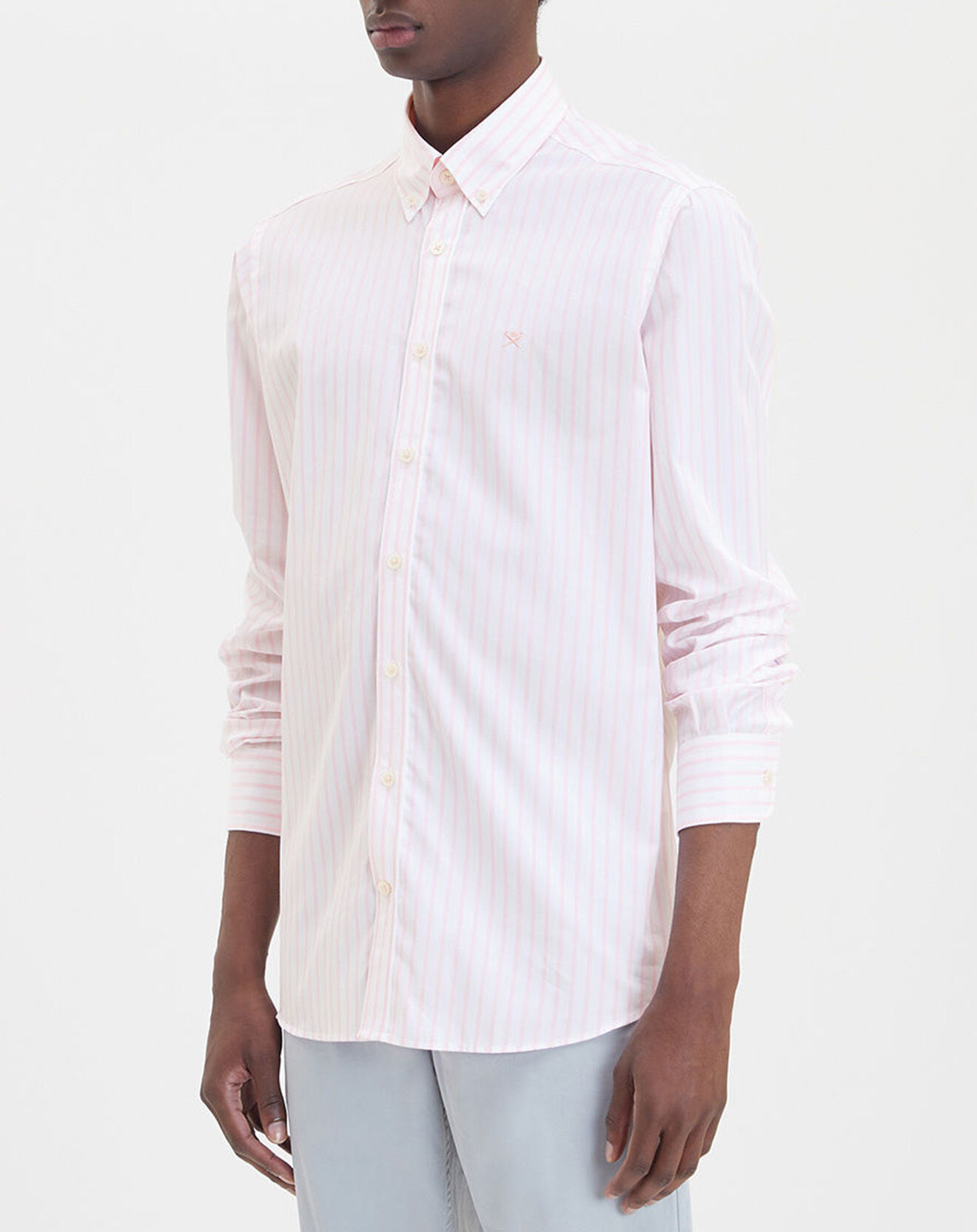 Hackett London Chemise baton large à rayures rose/blanc
