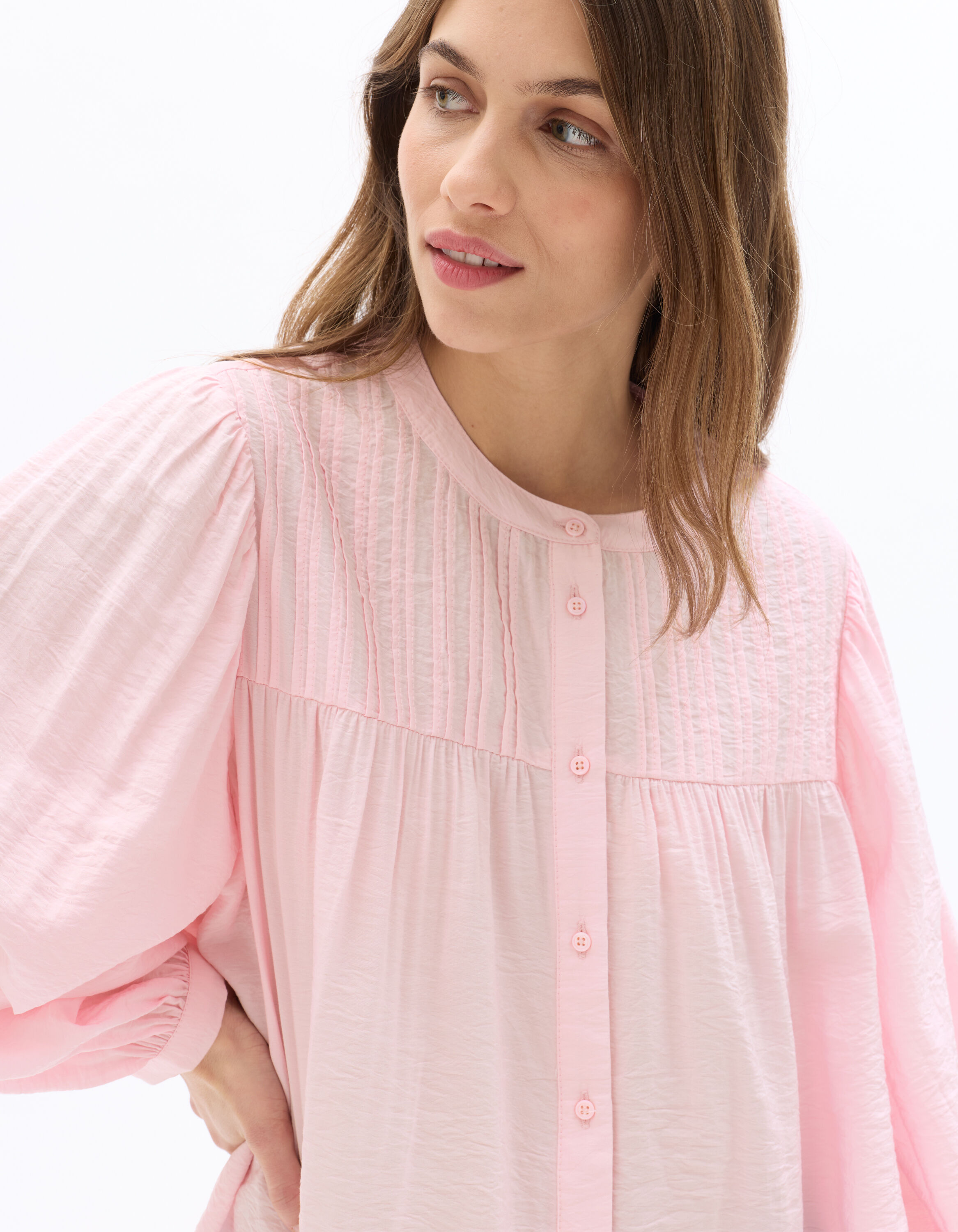 Blouse évasée et fluide - rose