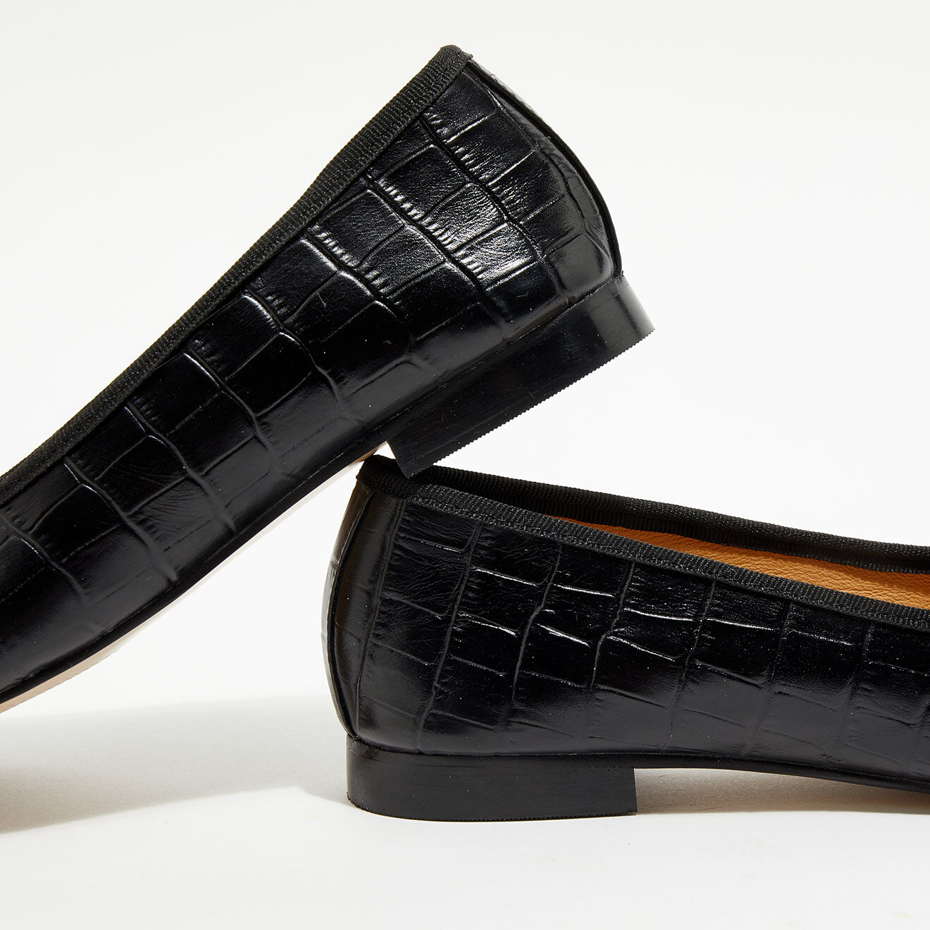Quartier Latin Ballerines en Cuir Jeanne façon croco noires