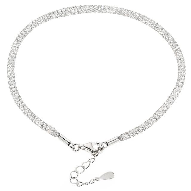 Mesh-Armband, 800 Zirkonia, rhodiniert, ca. 19 + 3 cm