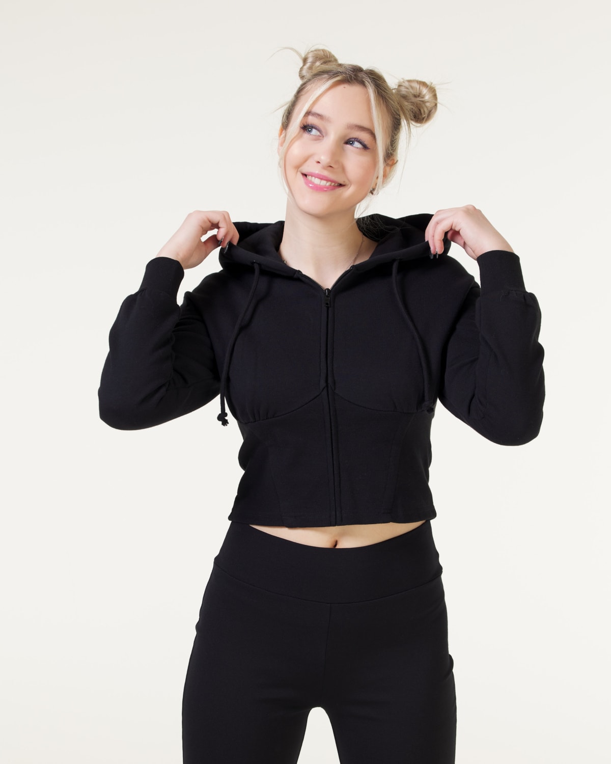 Bumpro SkyDye Corset Hoodie Black