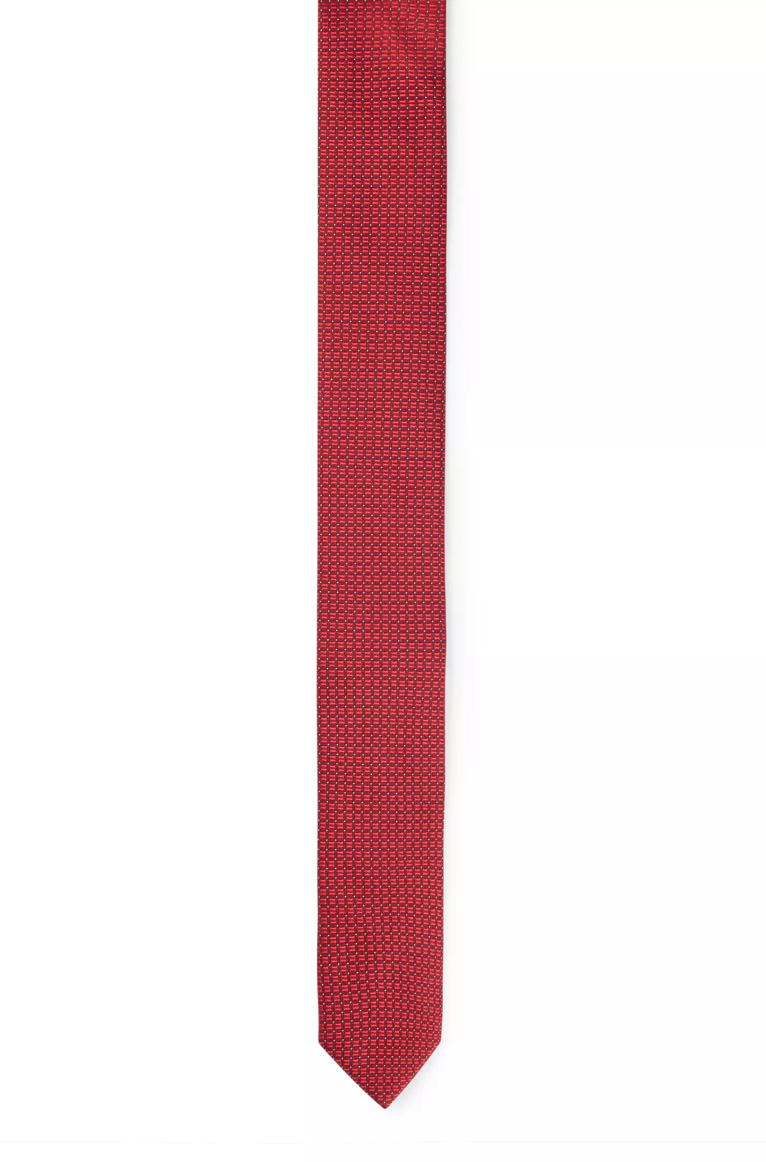 Gravata HUGO em jacquard de seda vermelha com estampa moderna.