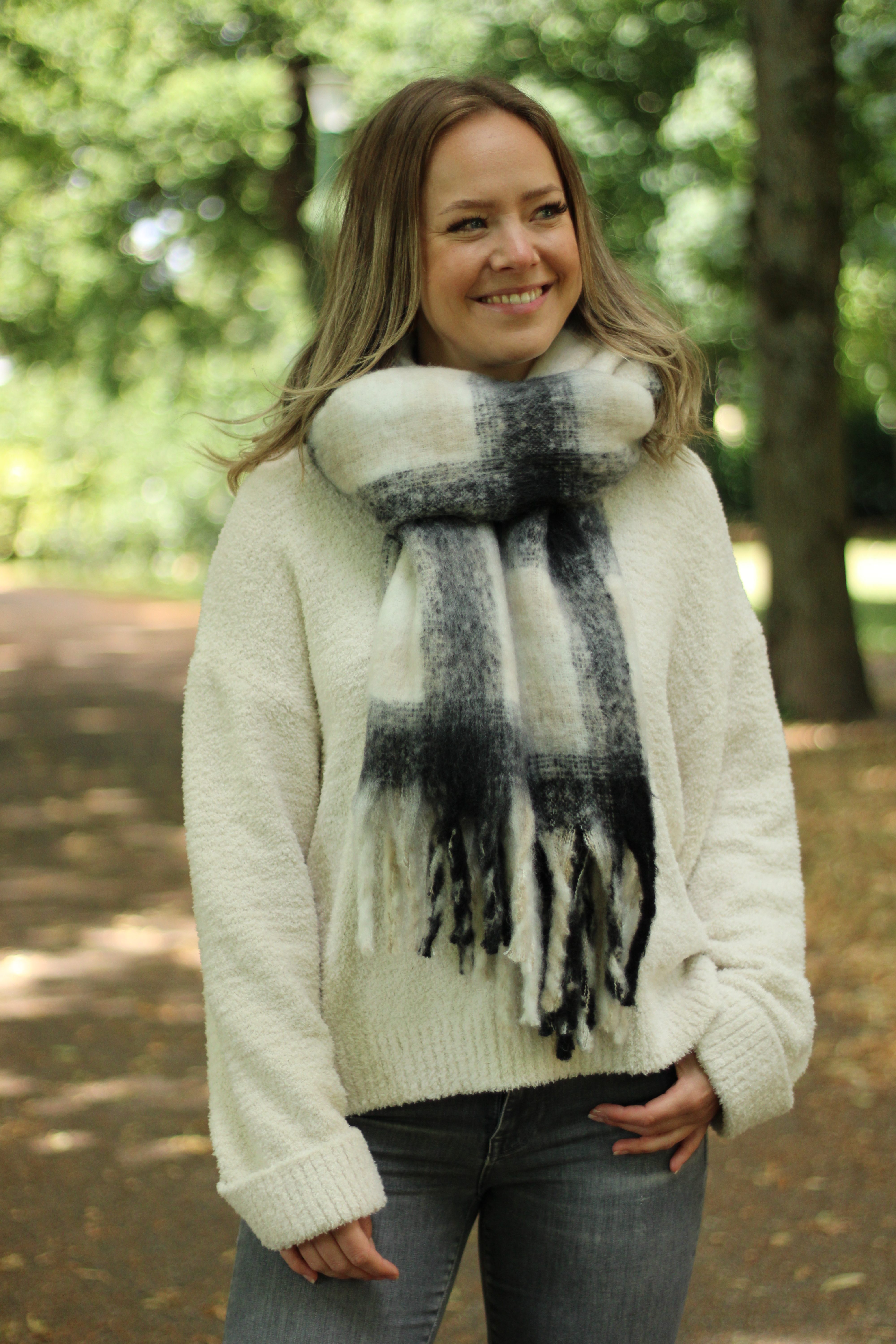 Rino & Pelle - Hipke Checked Scarf - Light Grey