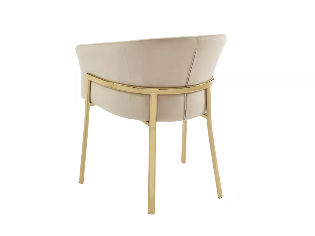 Lot de 6 chaises avec accoudoirs en velours et métal doré - Beige - ZAOVA de Pascal MORABITO