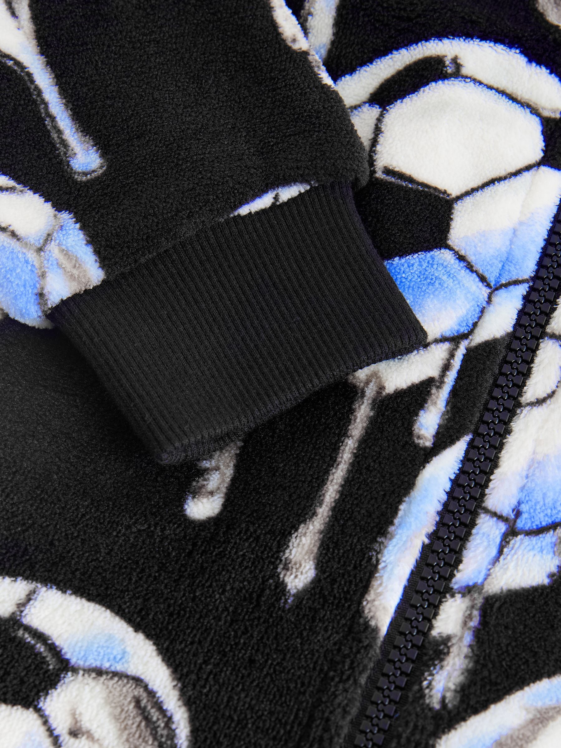 Zwart met voetbal - Fleece onesie (3-16 jr)