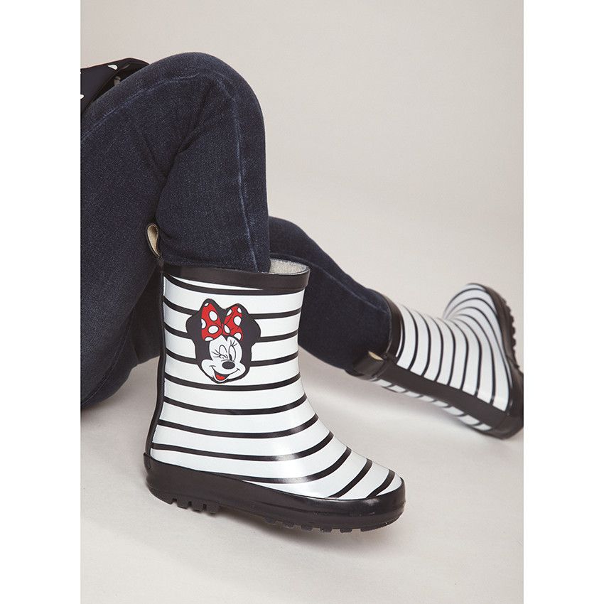 Bottes de pluie pour fille à rayures print Minnie Disney - Bleu marine