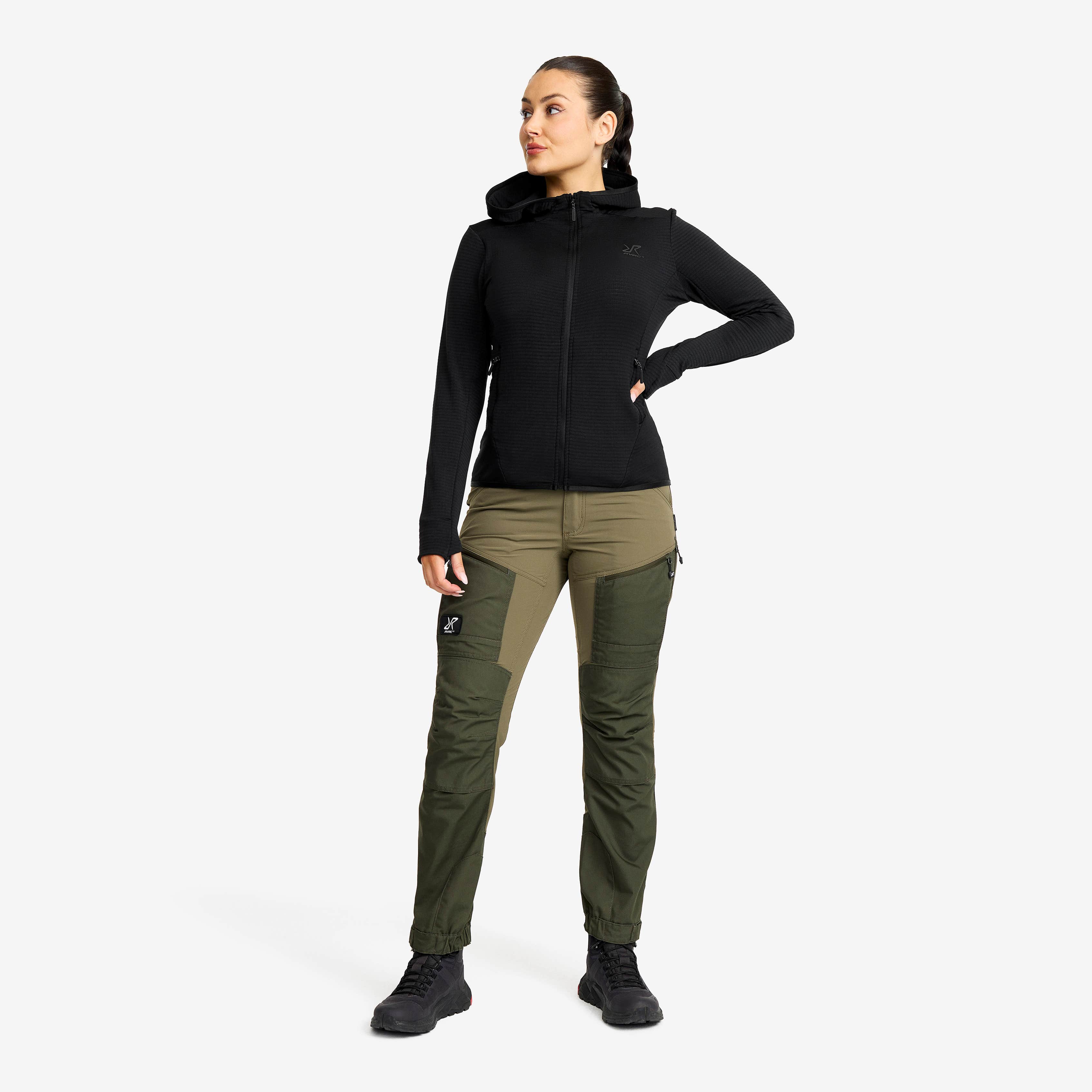Waffle Hoodie Dame Black