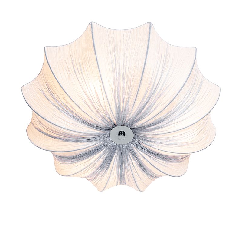 Japandi plafondlamp grijs zijden 52cm 3-lichts - Plu