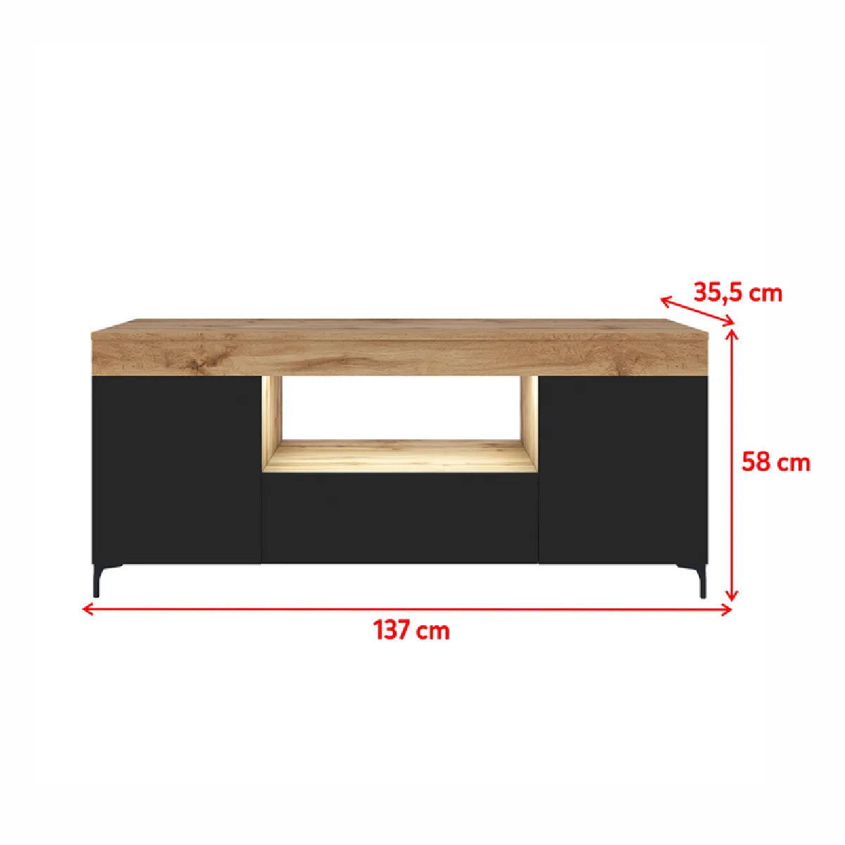 Selsey Meuble TV Gusto - Noir/Lancaster