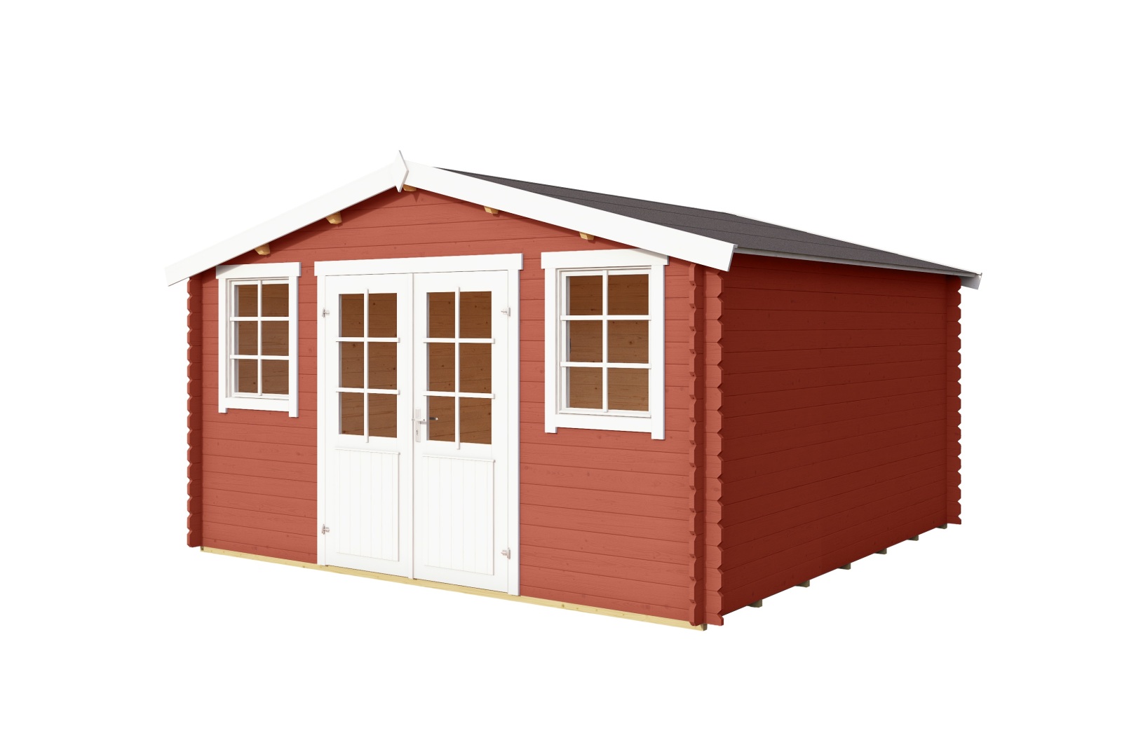 Gartenhaus WELS 4 DT - schwedenrot - Fichte massiv - 390x390 cm
