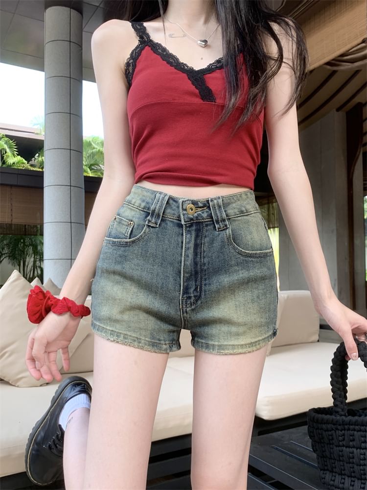 Beem - Gewassen denim shorts met hoge taille