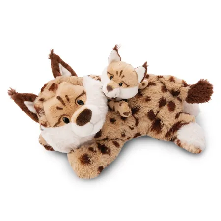 NICI Kuscheltier Luchs Mutter 40cm & Kind 20cm liegend GREEN