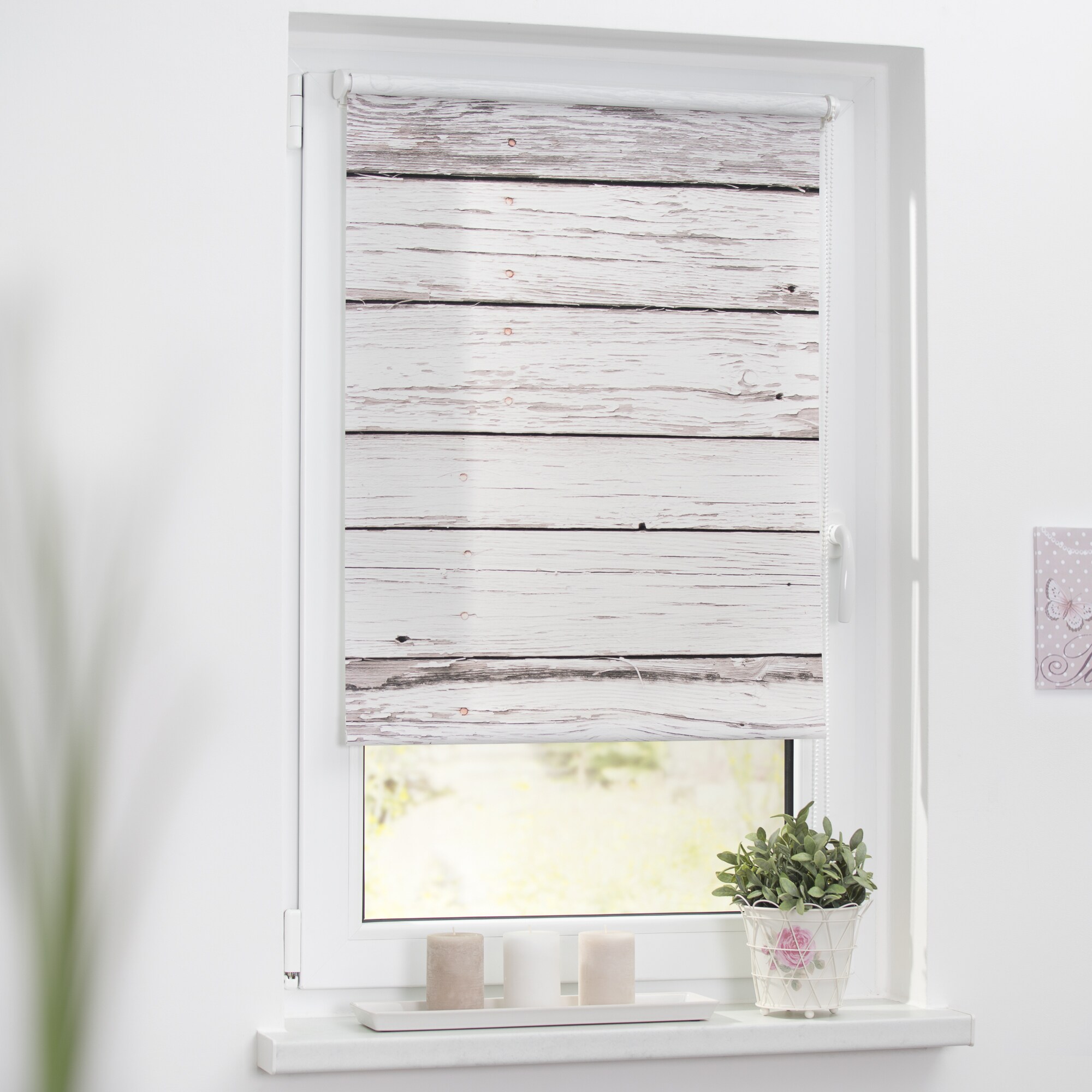 Lichtblick Rollo Klemmfix, ohne Bohren, blickdicht, Bretter-Vintage