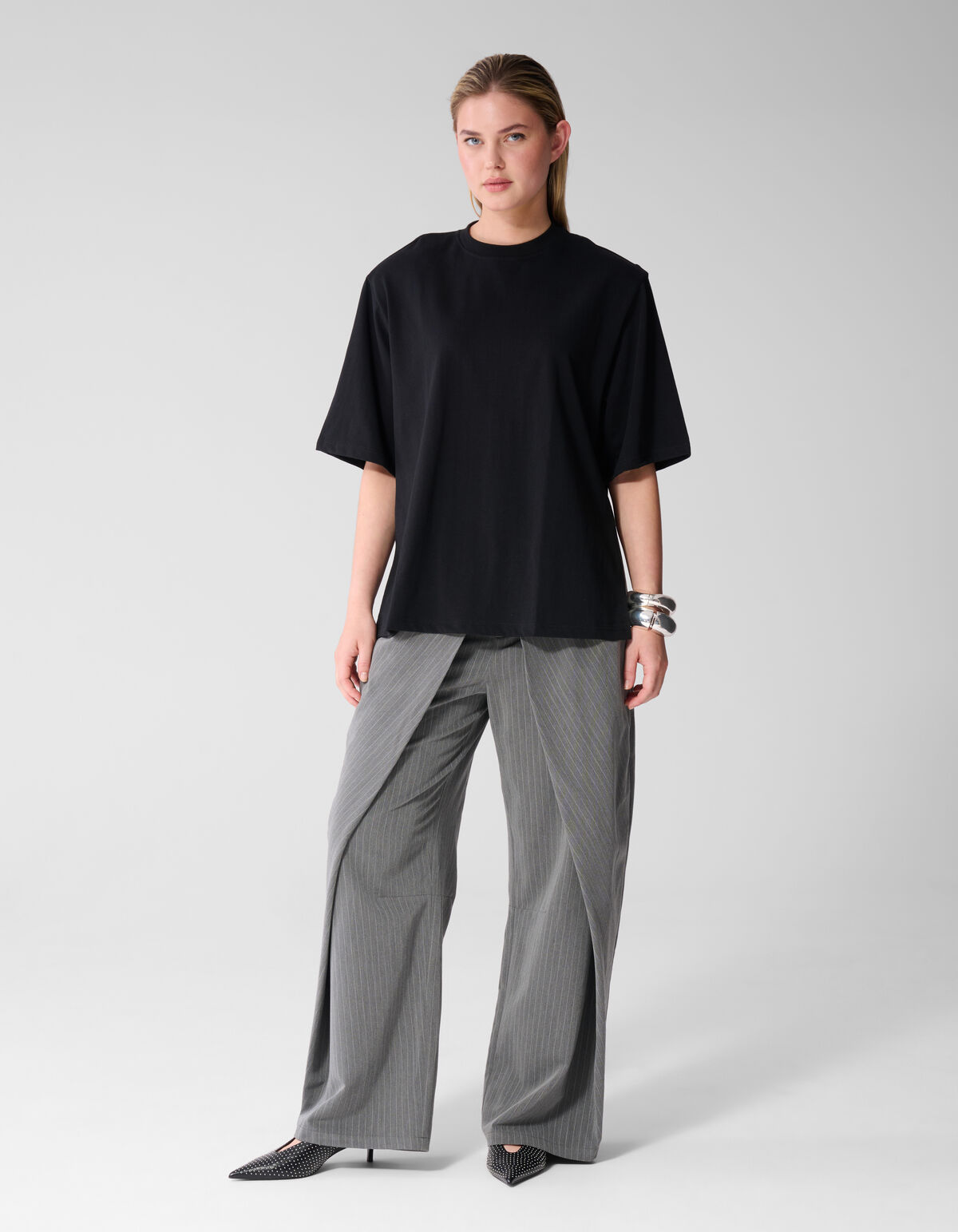 Split T-shirt Zwart