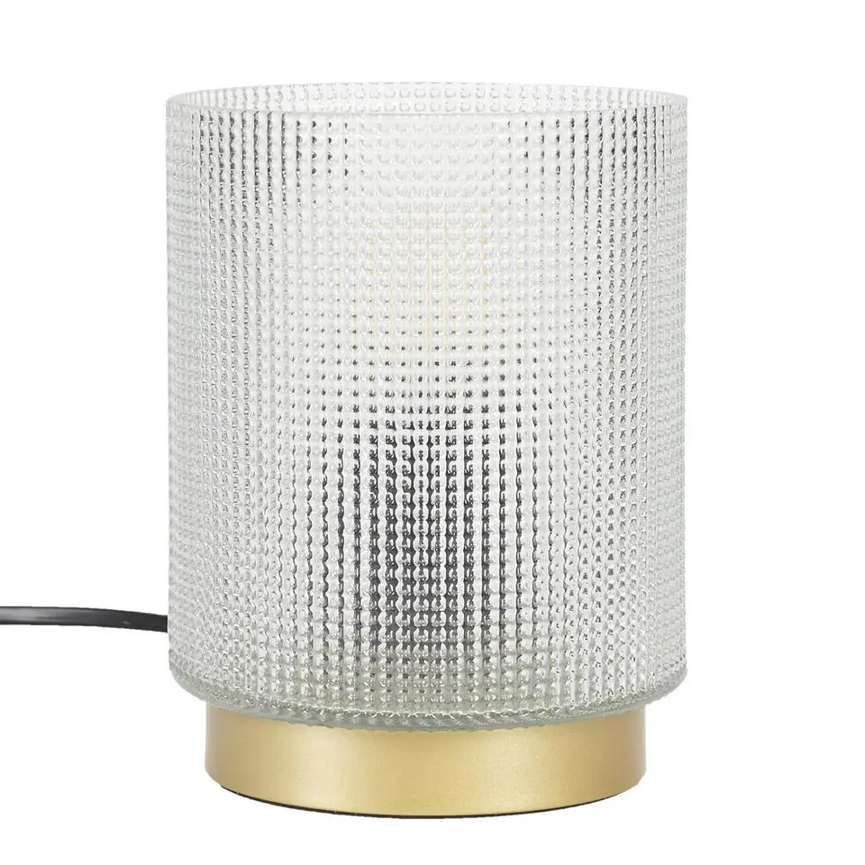 Home deco factory tafellamp - glas - wit - 15 cm - met schakelaar
