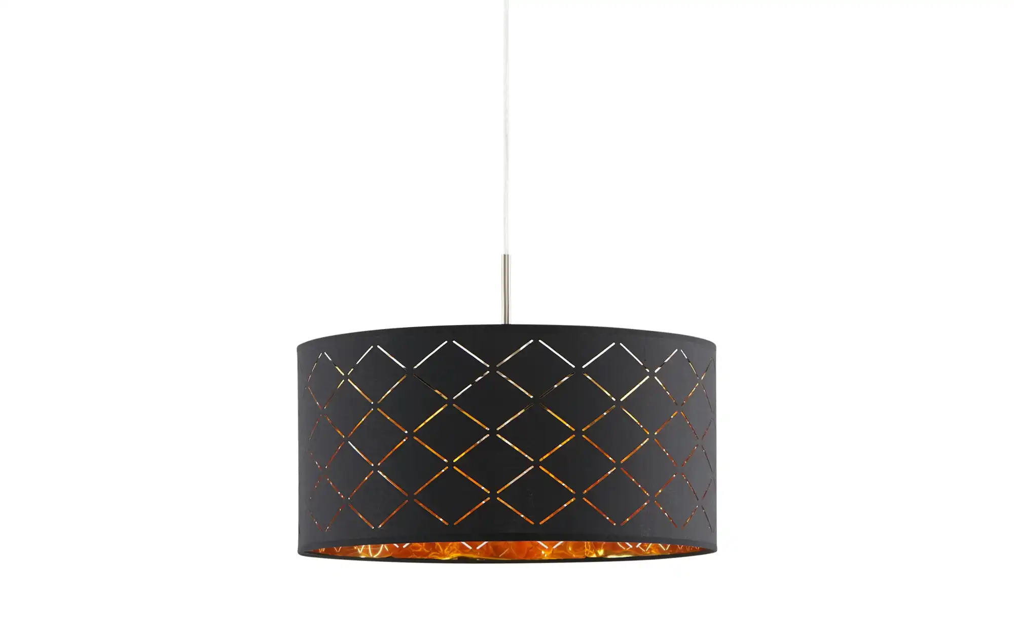 Stoffpendelleuchte, 1-flammig, Schirm schwarz/goldfarben