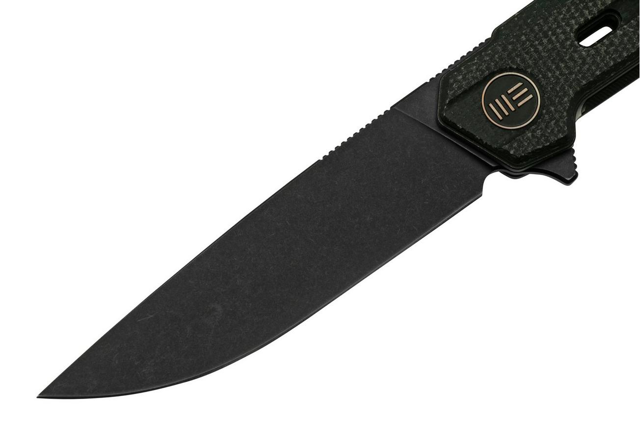 WE Knife Navo Black Canvas Micarta, Blackwashed CPM 20CV WE22026-1 zakmes, Ostap Hel design