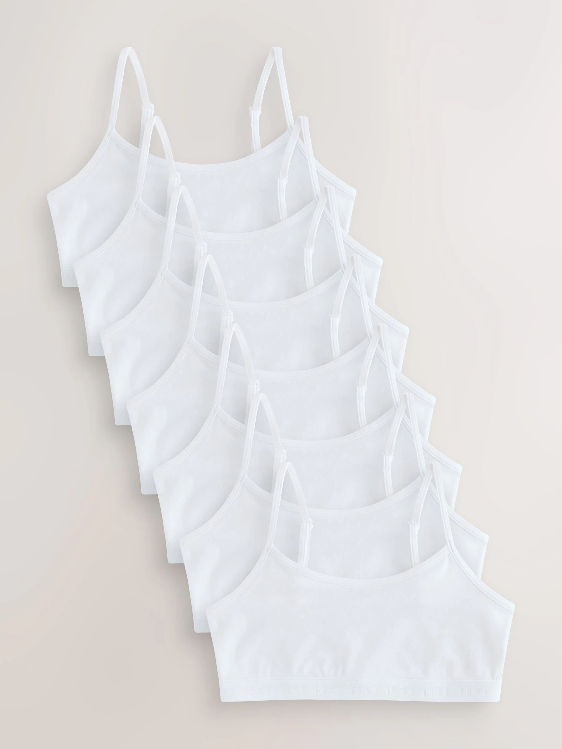 Wit - Set van 7 crop tops met bandjes (5 - 16 jr)