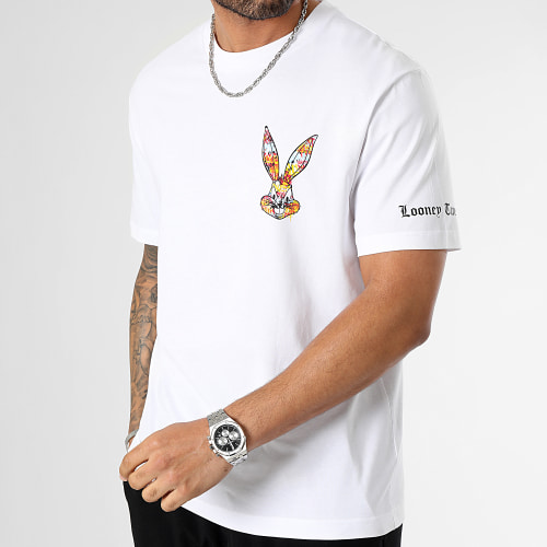Tee Shirt Oversize Large Sleeve Bugs Bunny Blanc