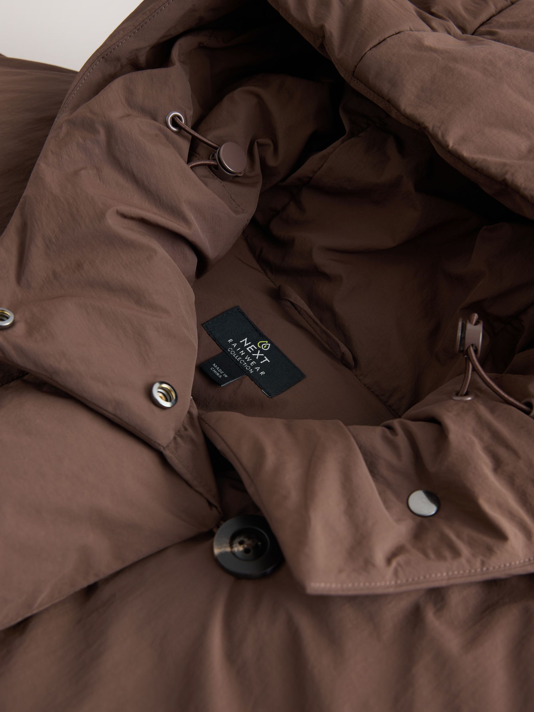Chocoladebruin - Bubble Hem Padded Coat with Hood