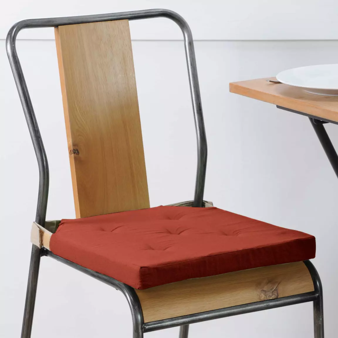 Galette de chaise carrée scratch (40 x 40 cm) Duo Terracotta