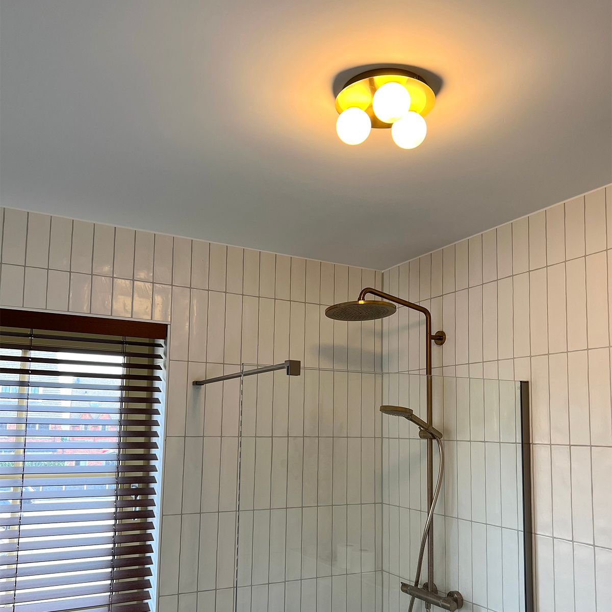 Moderne badkamer plafondlamp messing 3-lichts - Cederic