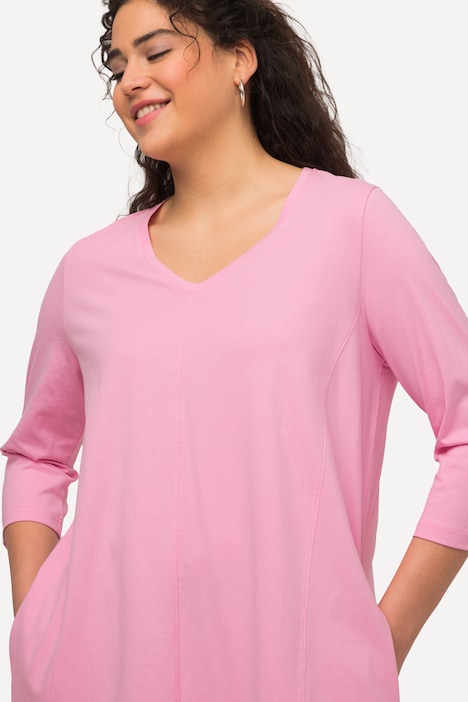 Longshirt, Wiener Nähte, V-Ausschnitt, 3/4-Arm