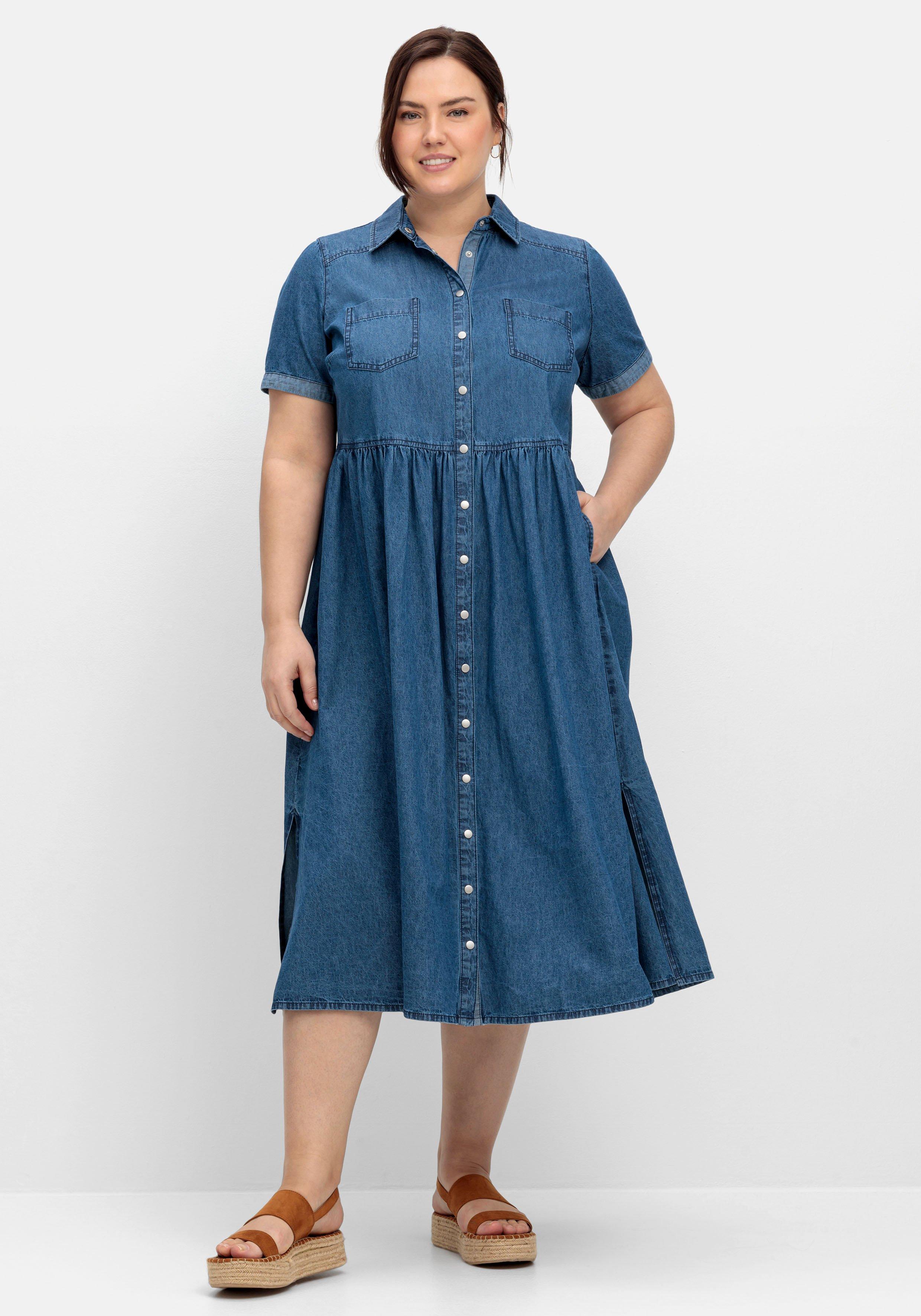 Jeanskleid mit Blusenkragen und Teilungsnaht