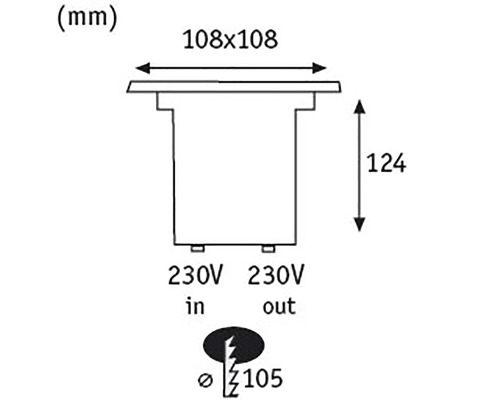 Paulmann inbouw vloerlamp IP67 vierkant 3,5W 230 lm 3000K warm wit 108x108 mm belastbaar tot 500 kg Special Line roestvrij staal 230V
