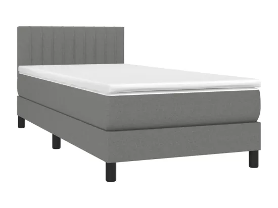 Sommier tapissier avec matelas et LED Gris foncé 90x190cm Tissu