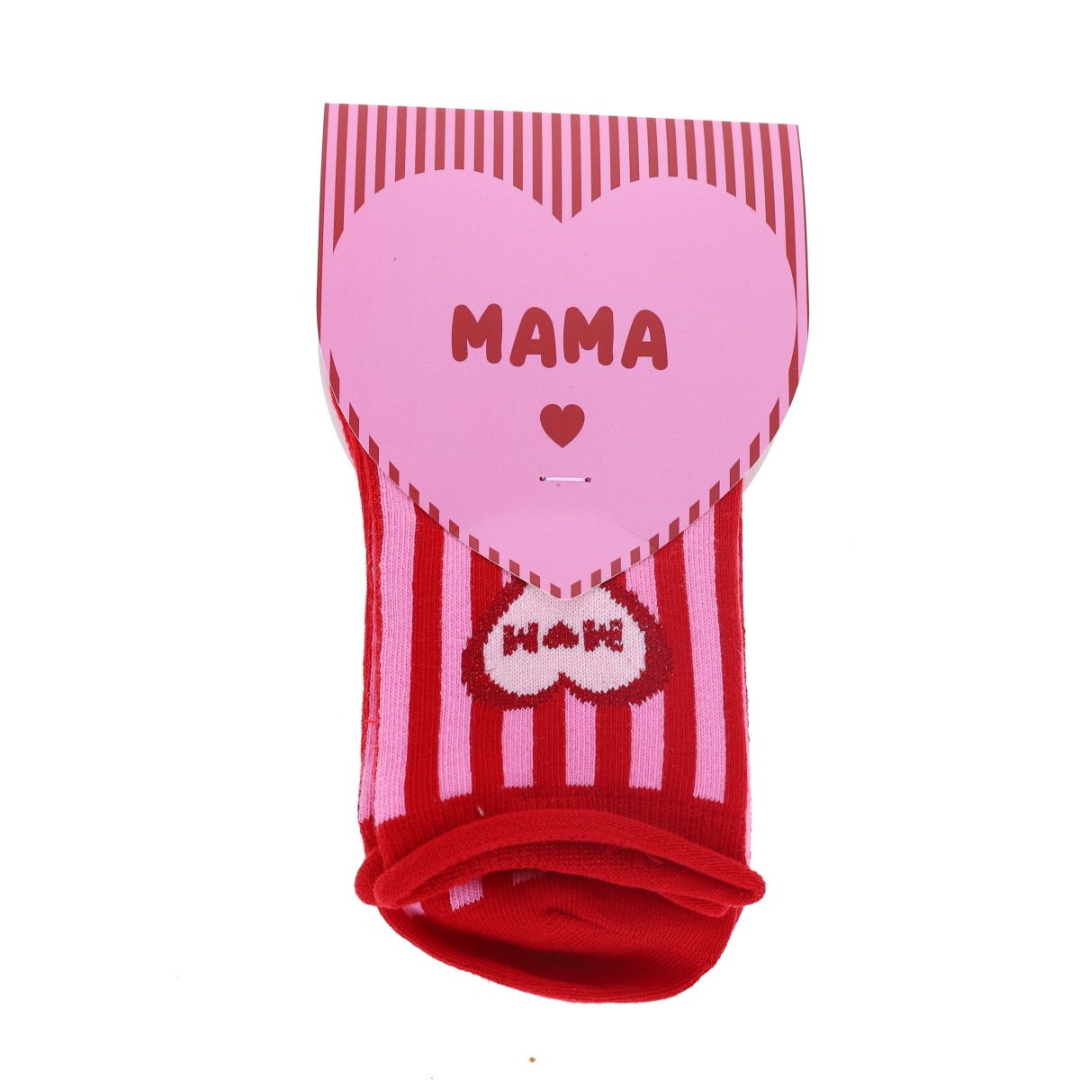 Chaussettes Mama rayées rose et rouge