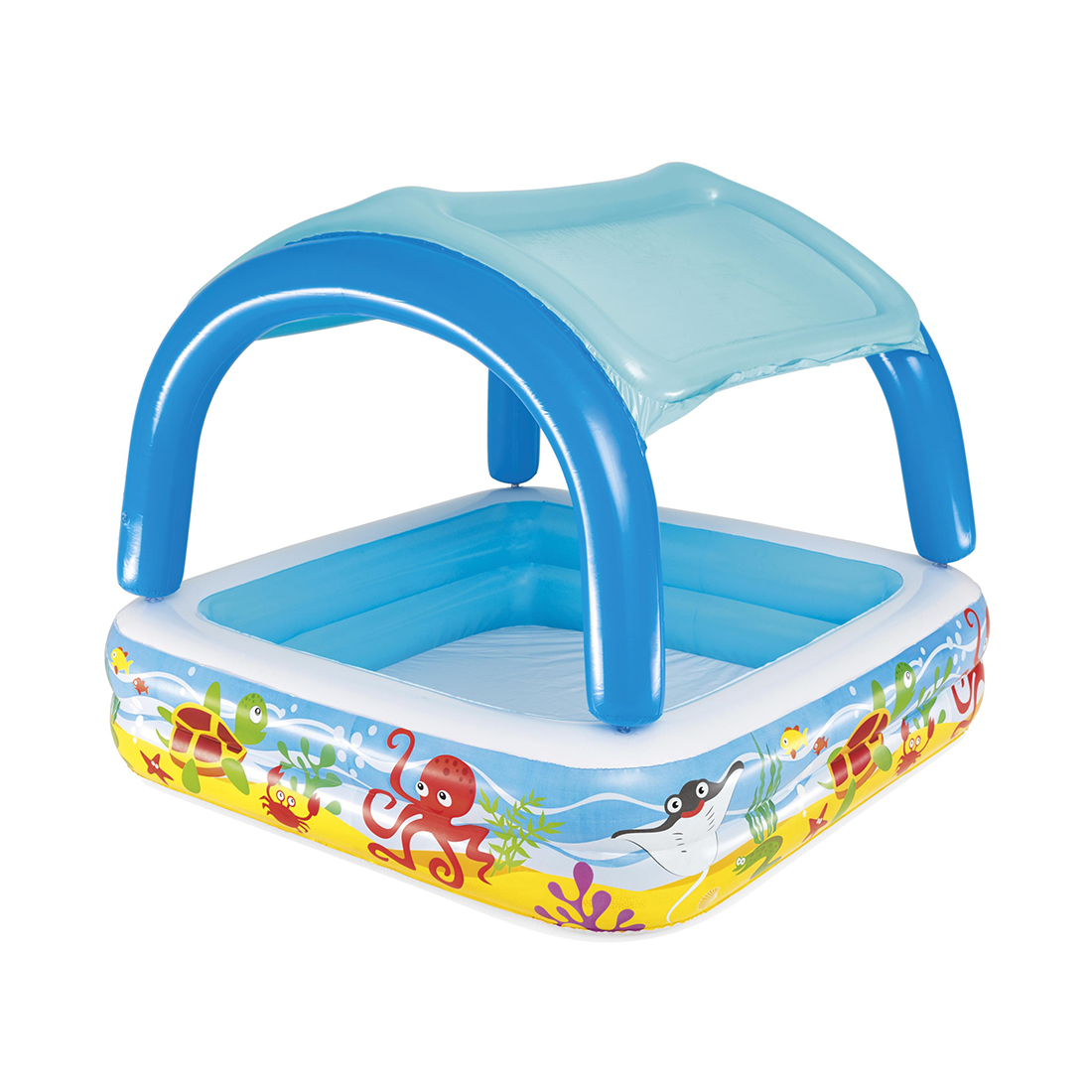 Bestway Planschbecken Beach Buddy mit Sonnenschutzdach 140 x 140 x 114 cm