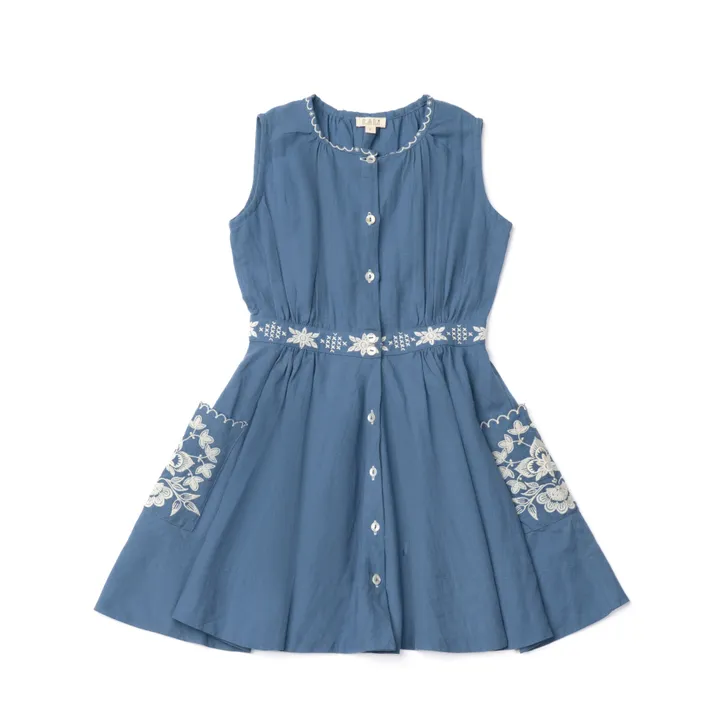 Lali Robe Corset Fleurs Brodées | Bleu jean