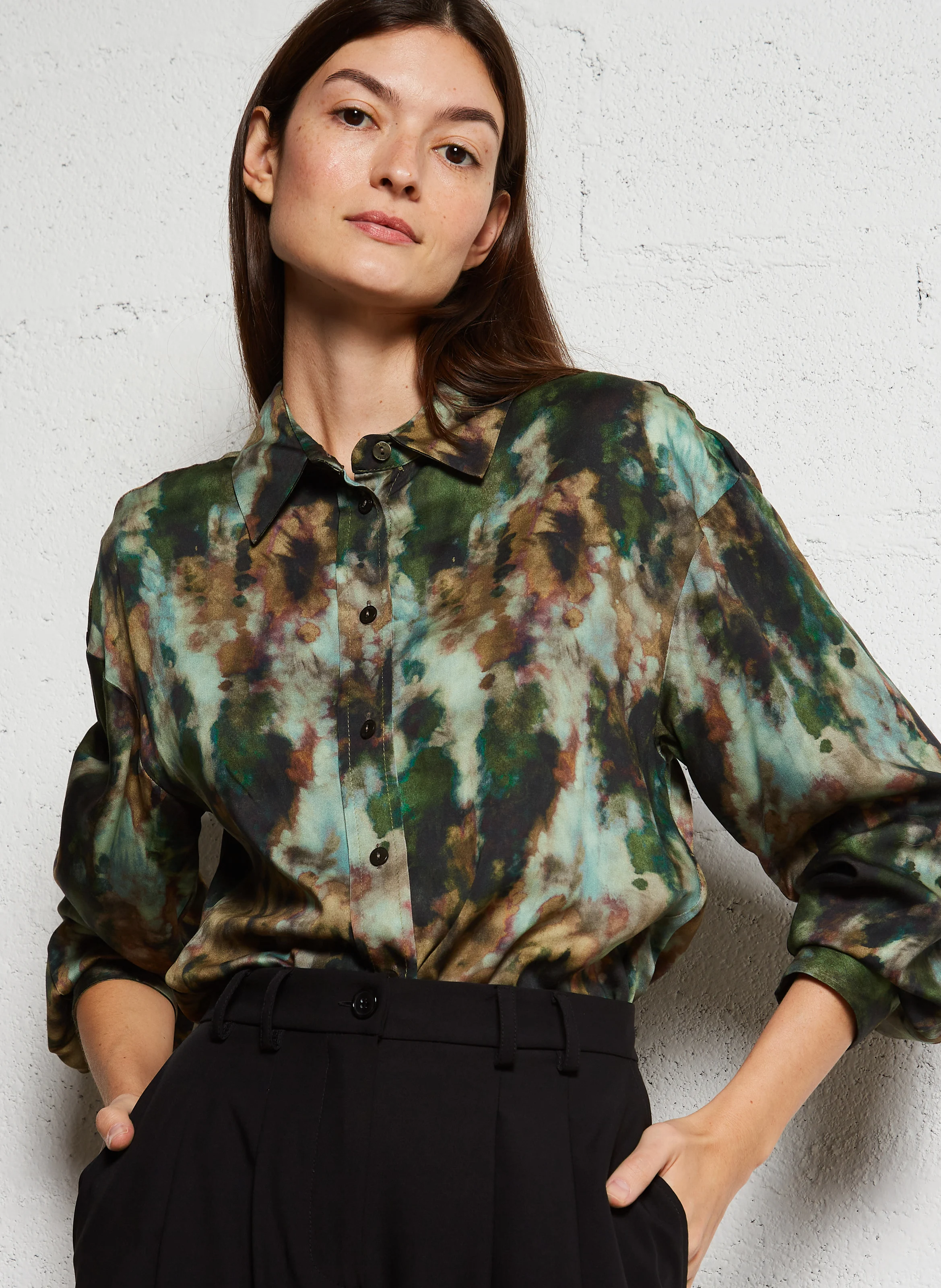 Chemise col classique imprimée | Vert