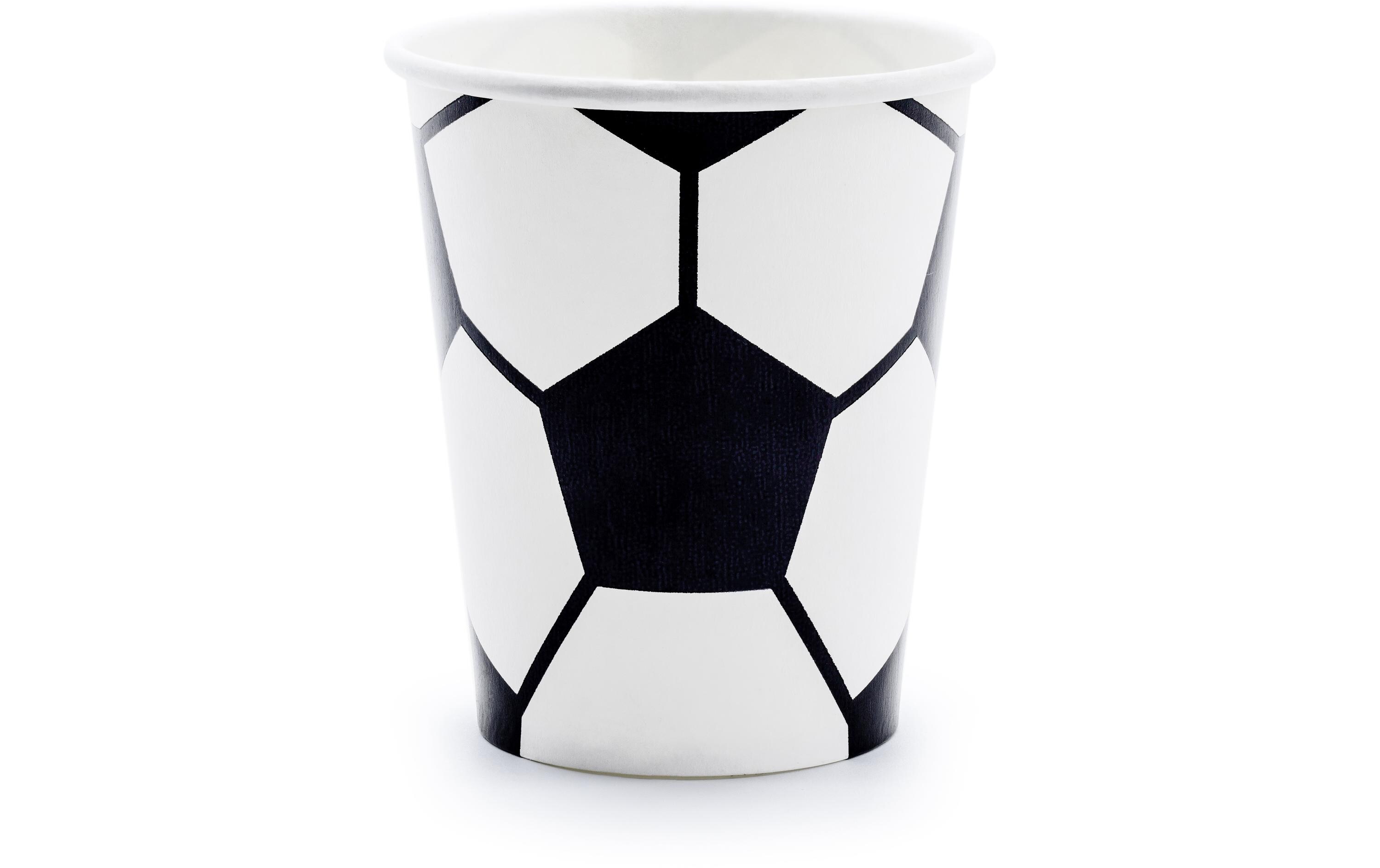 Einwegbecher Fussball 260 ml, 6 Stück, Schwarz/WeissPappbecher für Partys