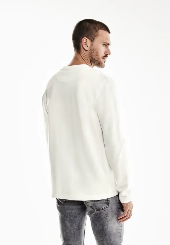 Struktur Henleyshirt - broken white