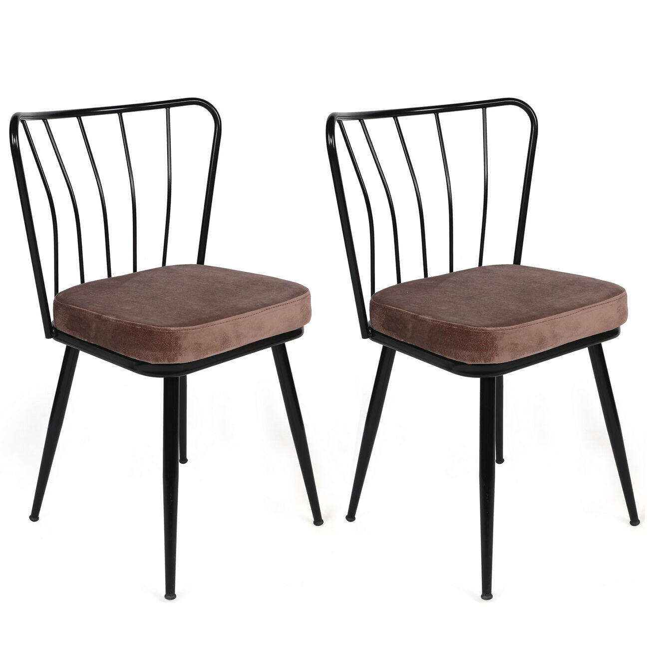 Homitis 2 Chaises Yildiz marron clair/noir - 43x82x42 cm