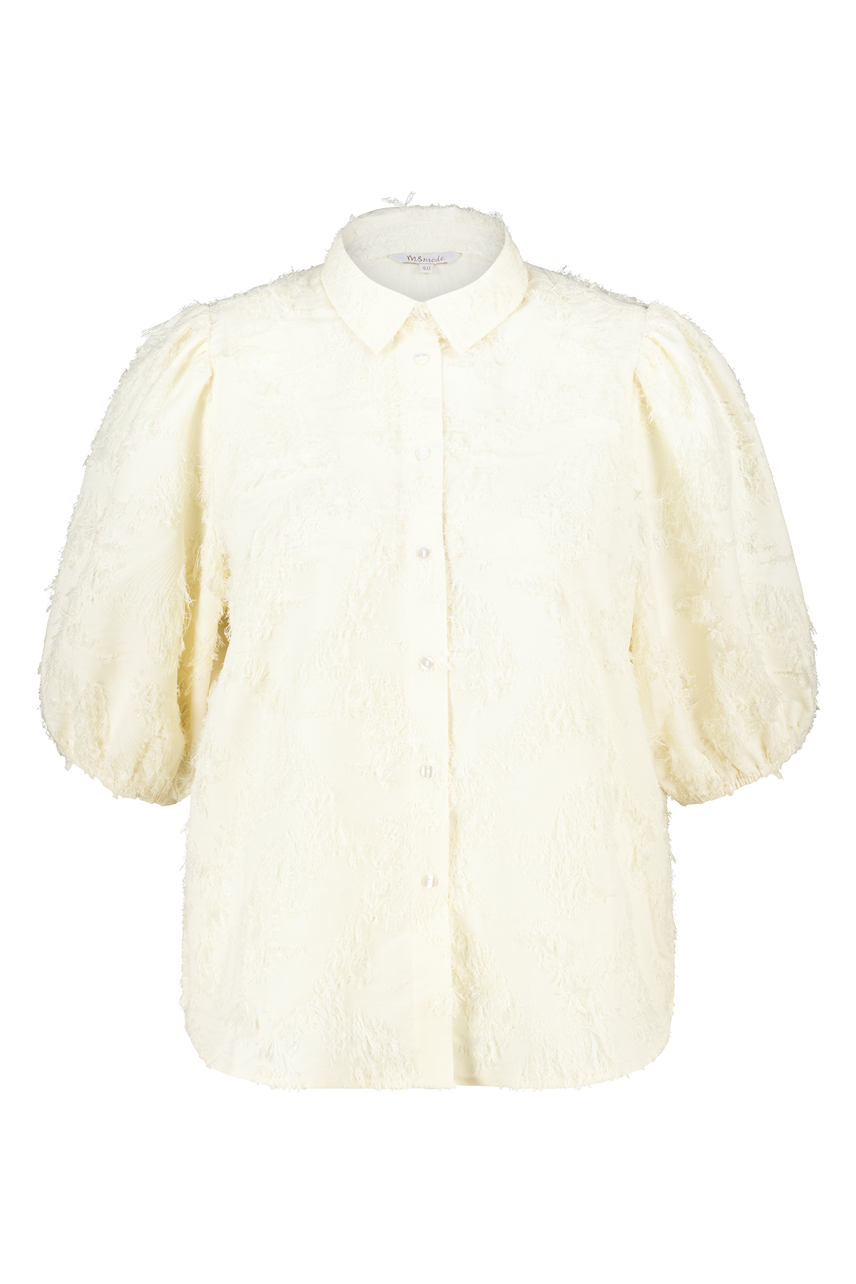Blouse met structuur en ballonmouwen Cream