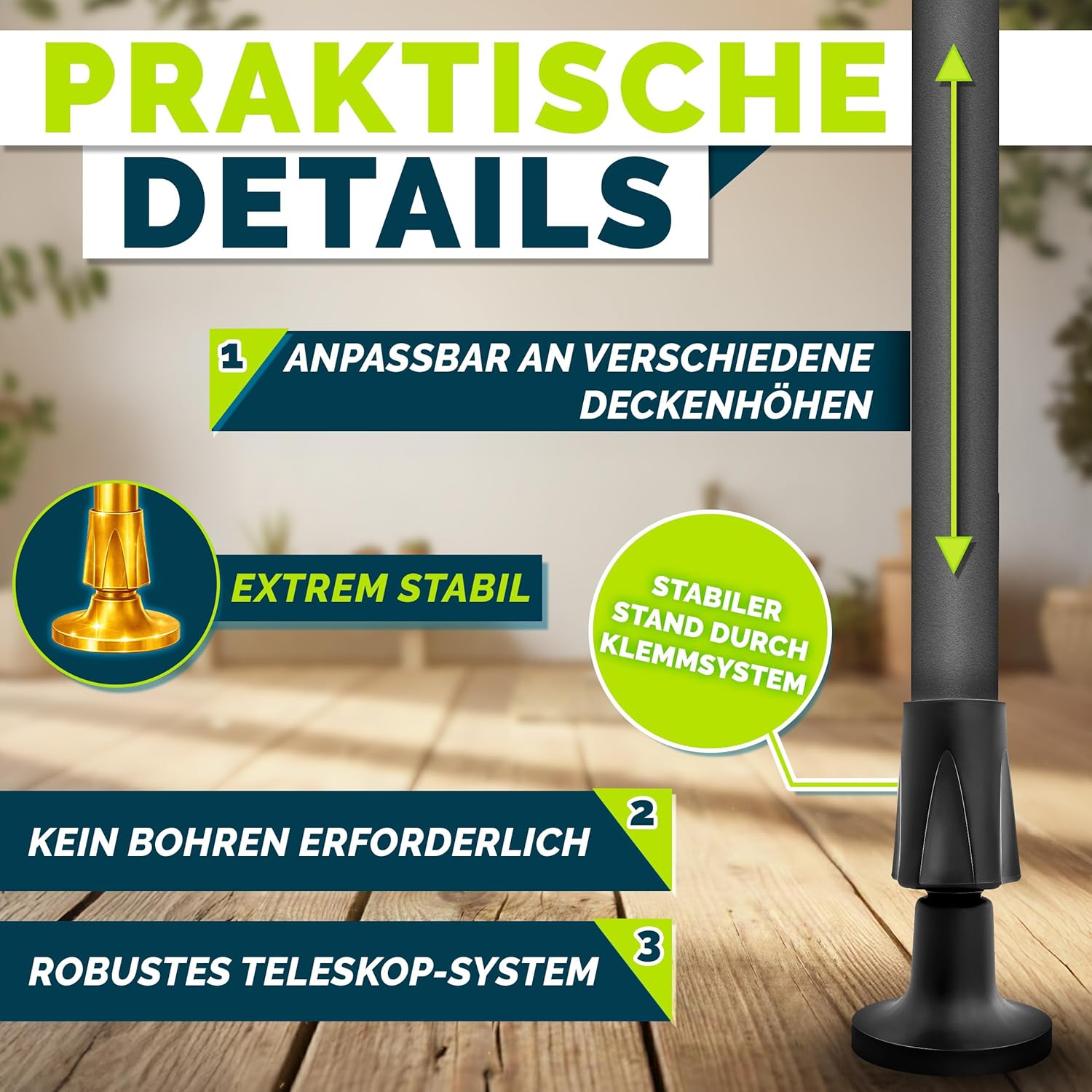 tillvex® Klemmmarkise Senkrechtmarkise mit Handkurbel ohne Bohren | Sichtschutz Ausziehbar & Blickdicht | Vertikalmarkise Balkon Terrasse Garten | Sichtschutzrollo Wetterfest (Grau, 200x310 cm)