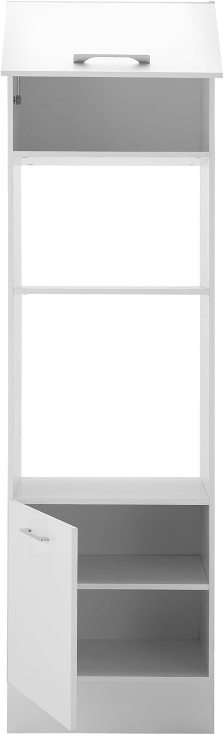 Turin Einbauschrank für Backofen und Mikrowelle in Weiß - Geräumiger Hochschrank Küchenschrank mit viel Stauraum - 60 x 211 x 57 cm (B/H/T)