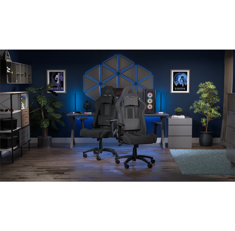 Corsair | TC100 Relaxed (Fabric) - Gamingstol - Stof - Op til 120 kg | Sort/Grå